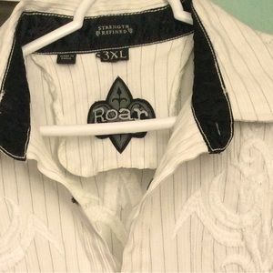 Men button shirt white with black collar